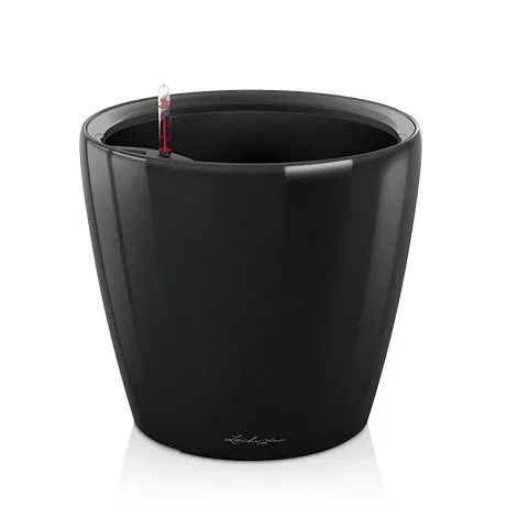 lechuza-classico-ls-43-pflanztopf-schwarz-hochglanz-premium-komplettset image 1