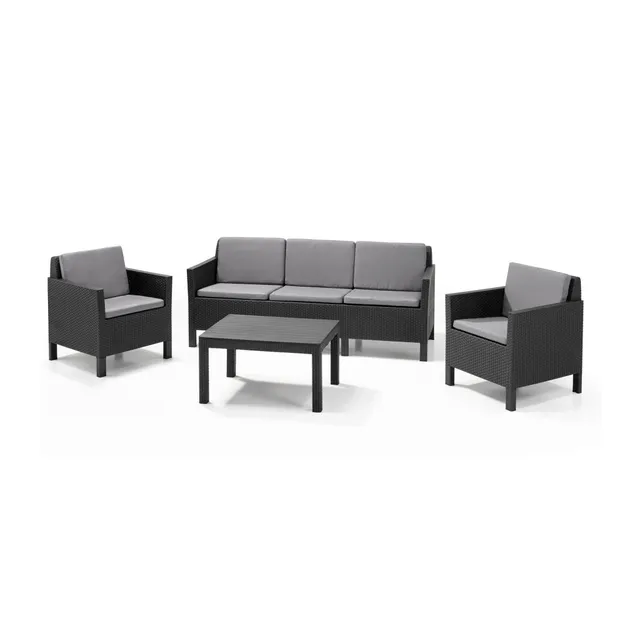 allibert-chicago-3-sitzer-lounge-set-4-teilig-rattanoptik-graphit-cool-grau image 1