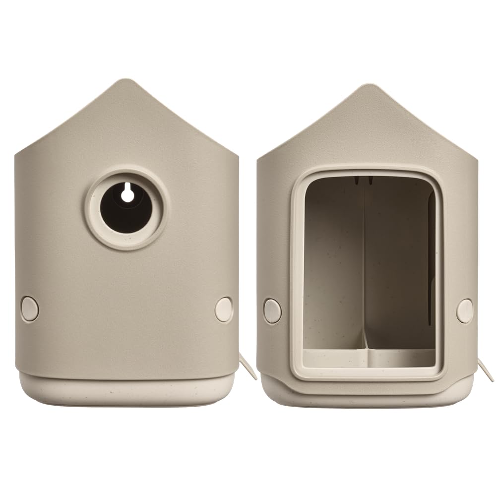 elho-cosy-bird-house-and-feeder-vogelhaus-und-futterhaus-set-beige-pilzbeige-l17 image 1