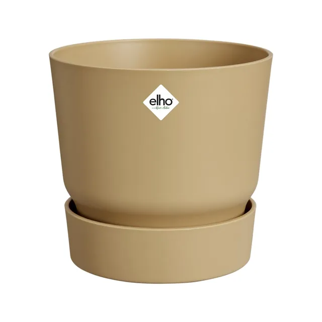 elho-greenville-rund-25-cm-goldener-sand-mit-untersetzer image 1