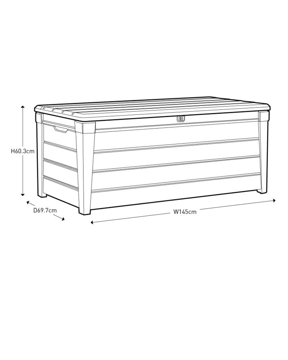 keter-brightwood-gartenbox-455l-aufbewahrungsbox-mit-sitzbank-grau-holzoptik image 2