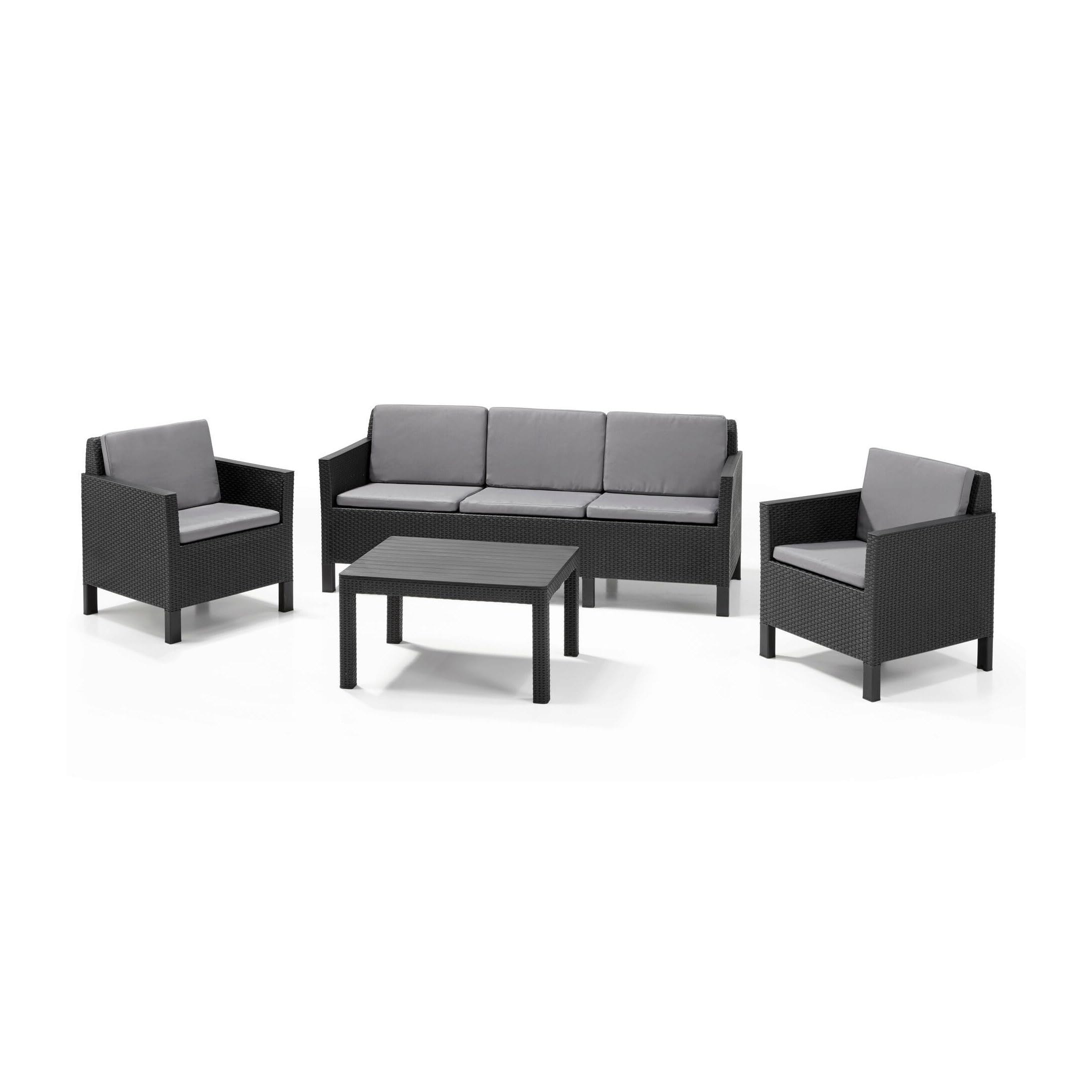 allibert-chicago-3-sitzer-lounge-set-4-teilig-rattanoptik-graphit-cool-grau image 1