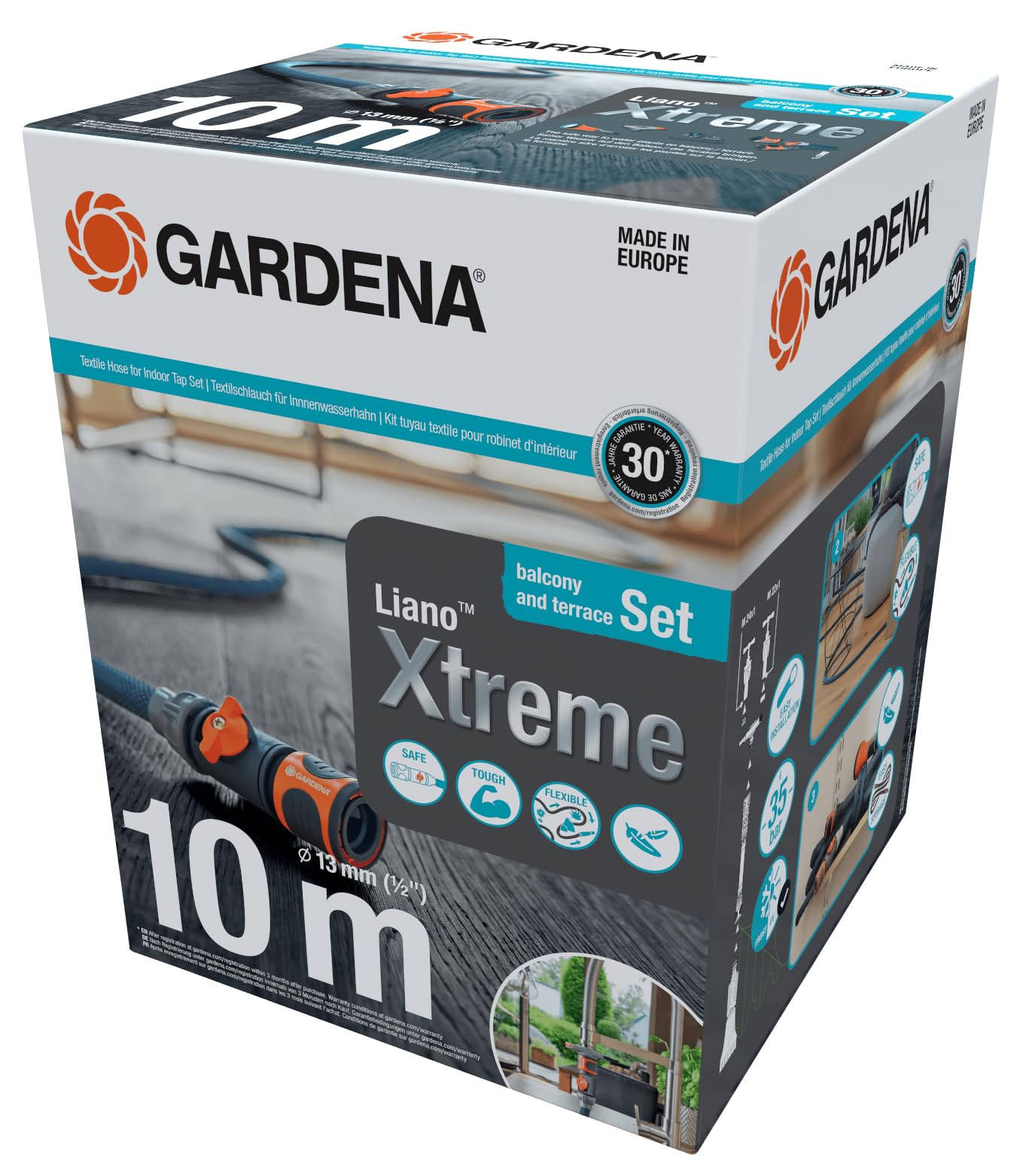 gardena-textilschlauch-liano-xtreme-1-2-10-m-set-indoor-adapter image 1
