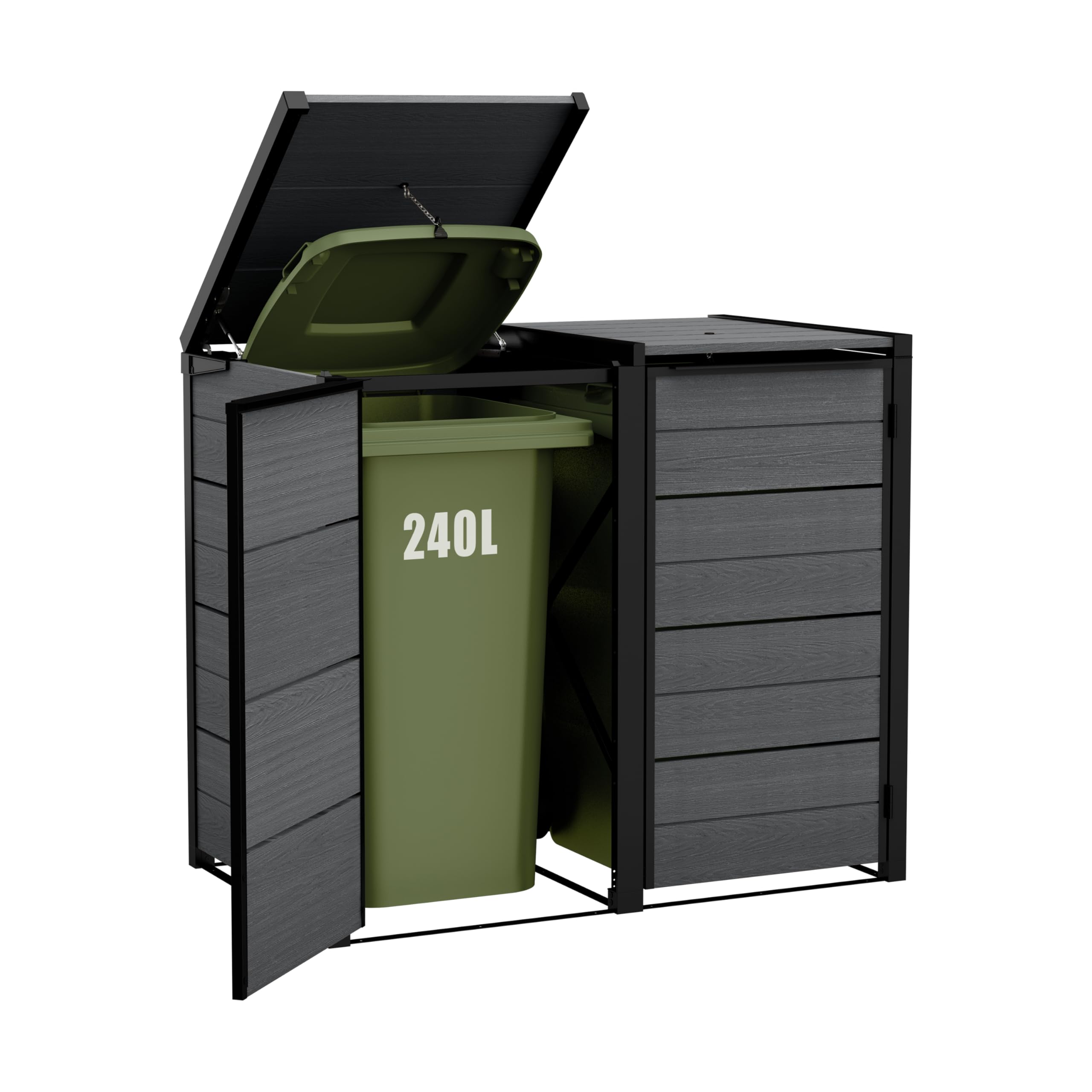 keter-hide-away-m-lltonnenbox-480-liter-anthrazit-holzoptik-mit-gasdruckfedern image 2