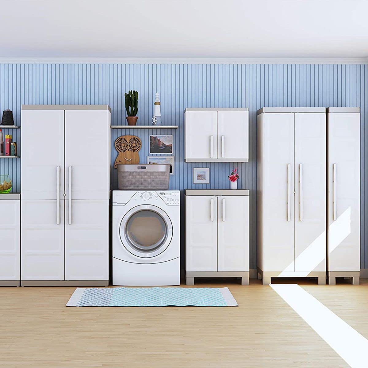 keter-excellence-kunststoffschrank-niedrig-65-x-45-x-97-cm-beige-taupe image 2