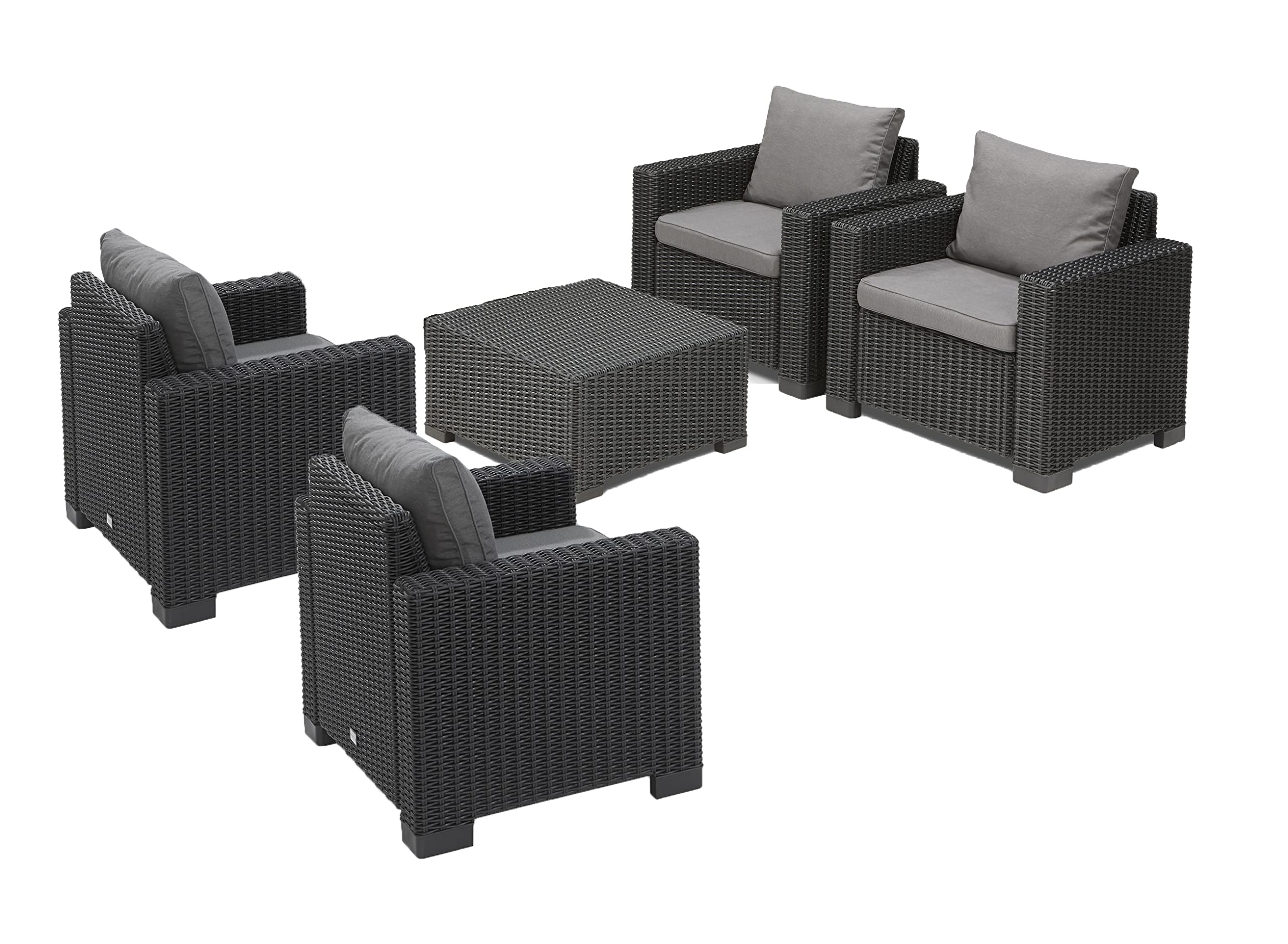 keter-allibert-california-gartenlounge-set-4-sessel-beistelltisch-graphit-runde- image 1