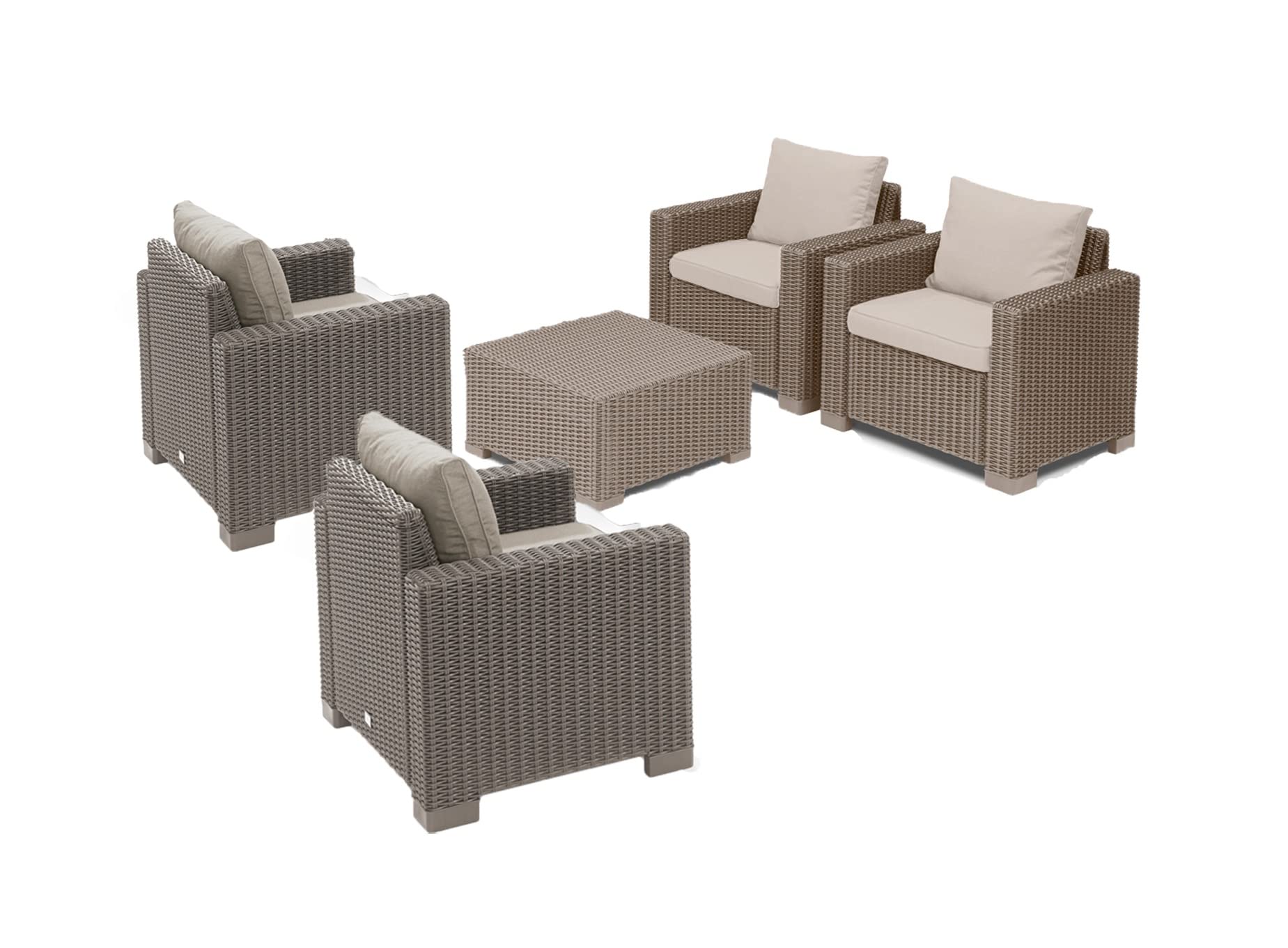 keter-allibert-california-gartenlounge-set-4-sessel-beistelltisch-cappuccino-run image 1