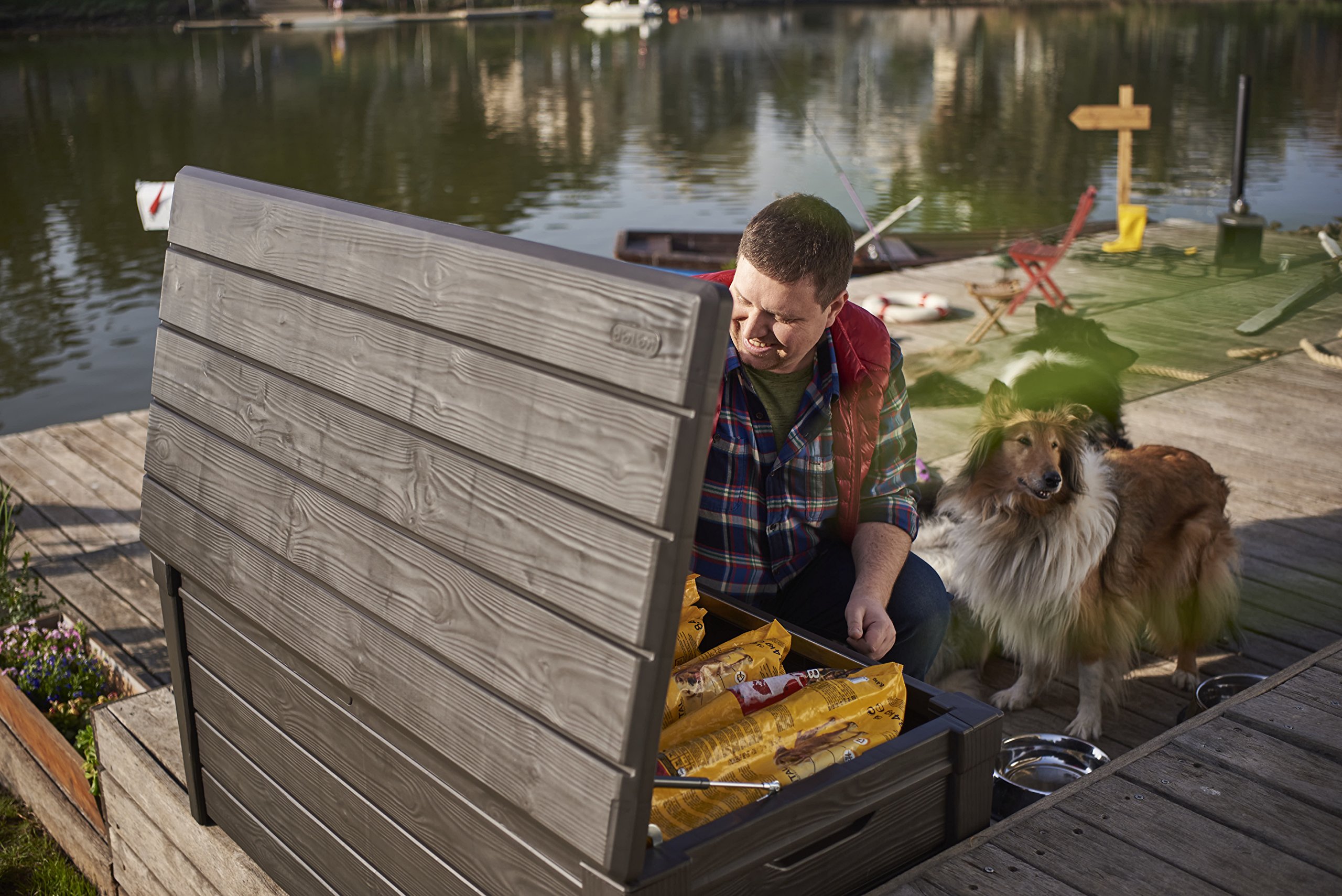 keter-brightwood-kissenbox-auflagenbox-454-liter-taupe-holzoptik-sitzbank image 8