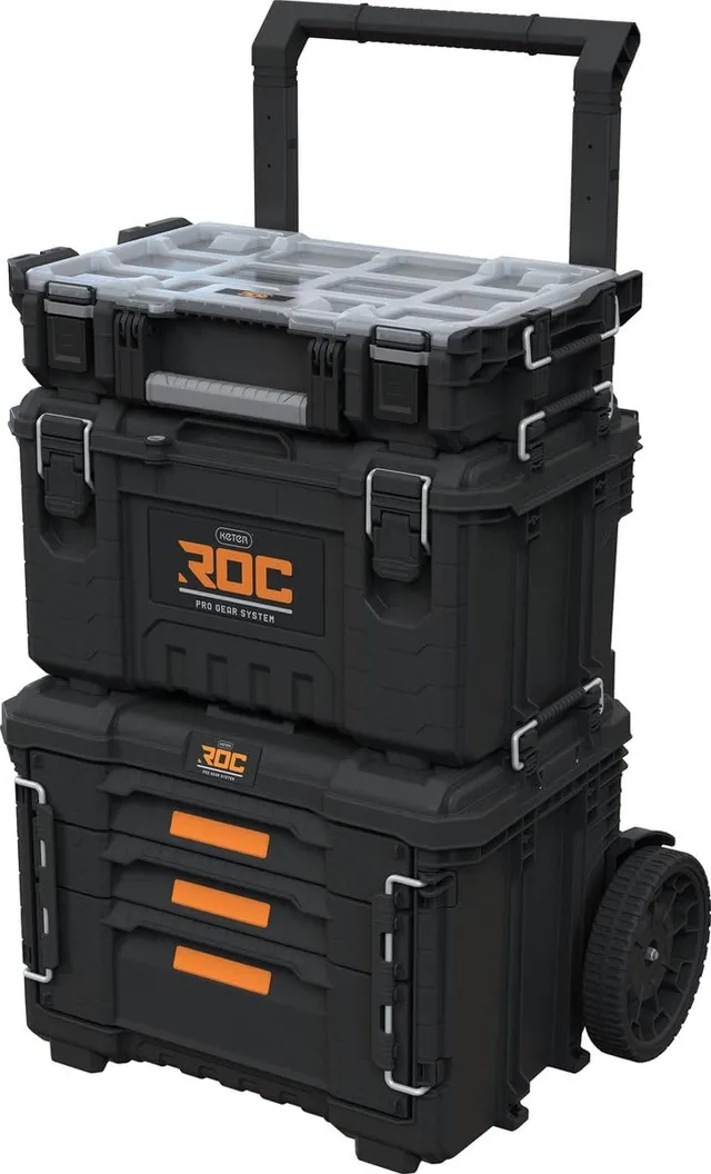 keter-pro-gear-xl-werkzeugwagen-3-koffer-ip65-64x47x79-105-cm-schwarz image 1