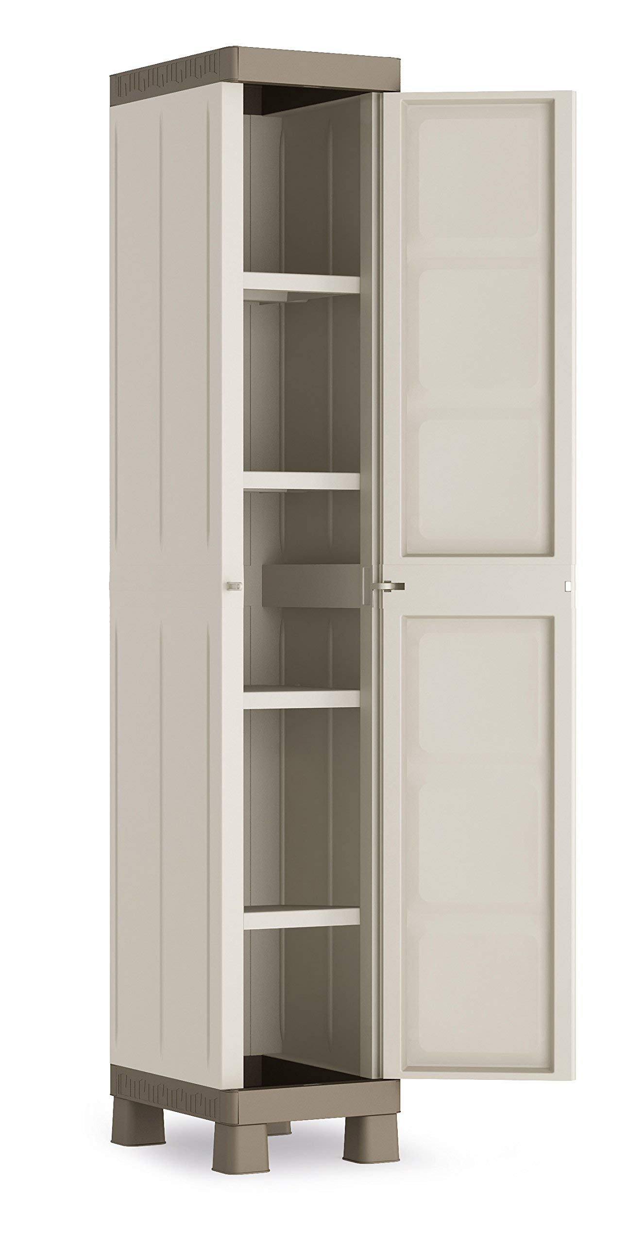 keter-excellence-kunststoffschrank-schmal-1-t-rig-33-x-45-x-182-cm-beige-taupe image 1