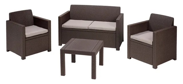 keter-allibert-alabama-lounge-set-4-teilig-braun-rattanoptik image 1