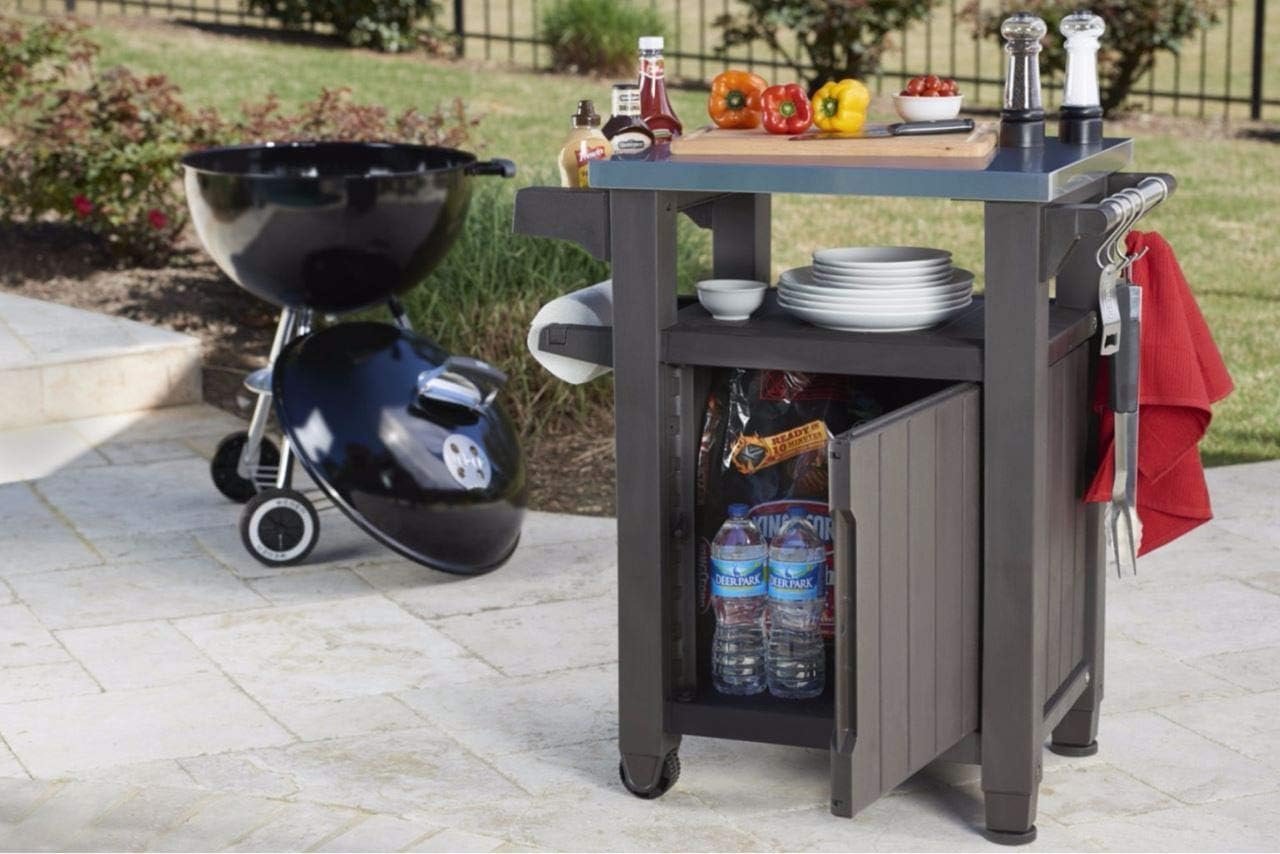 keter-unity-bbq-beistelltisch-70-x-54-x-90-cm-braun-mit-edelstahlplatte image 5