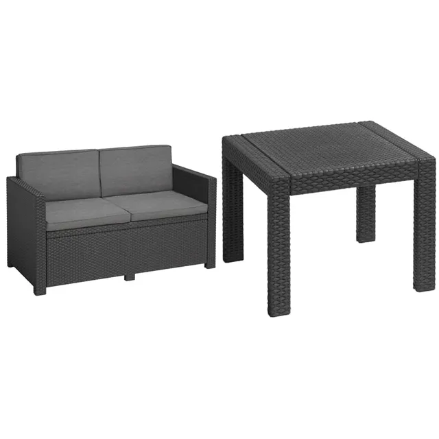 keter-allibert-victoria-gartenlounge-set-2-sitzer-sofa-graphit-grau-tisch-59x59x image 1