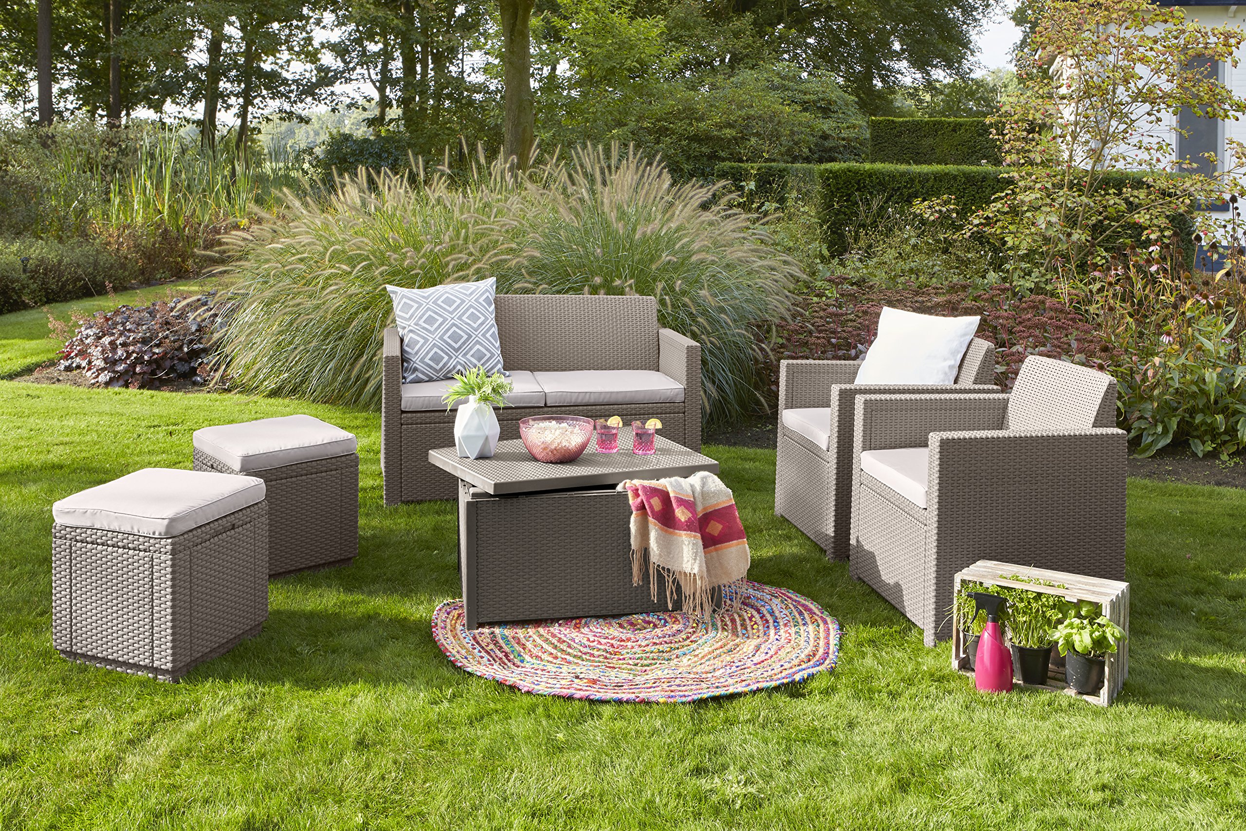 allibert-by-keter-cube-hocker-mit-stauraum-und-kissen-42x42x39-cm-grau-rattanopt image 2