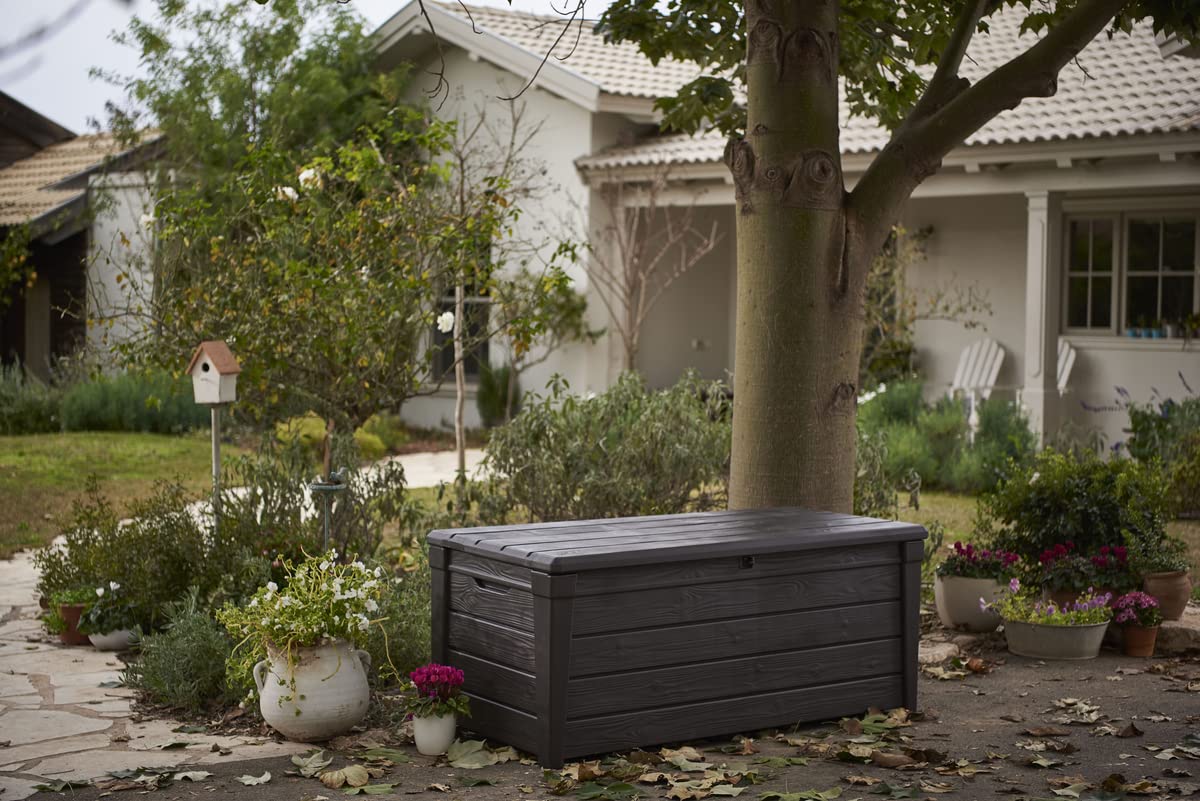 keter-brightwood-gartenbox-455l-aufbewahrungsbox-mit-sitzbank-grau-holzoptik image 3