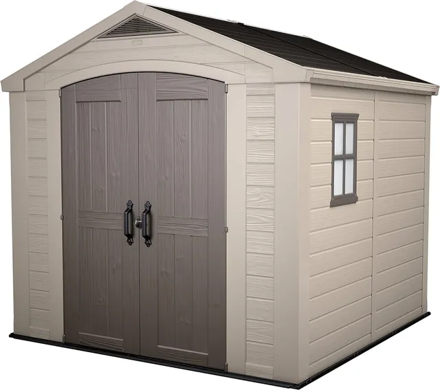 keter-ger-tehaus-8x8-beige-taupe-kunststoff-gartenhaus-256-5-x-255-x-243-cm image 1